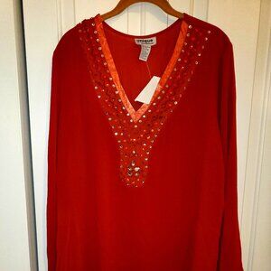 Unique Spectrum, 1X, burnt orange Women's blouse NWT